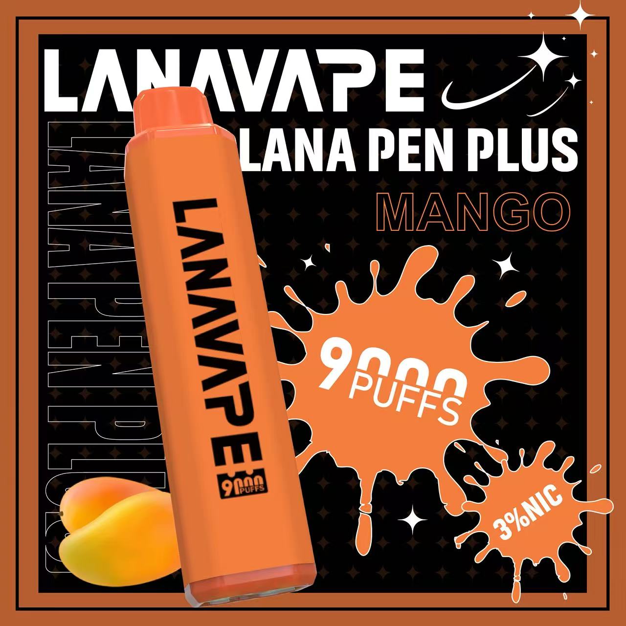 LANA Pen Plus 9000口發光一次性拋棄式電子煙芒果口味開箱，小七電子煙現貨供應，還原熟成愛文芒果蜜香搭配Mesh網芯與650mAh可充電式Type-C，拒絕化學味大口數潮流口糧指南