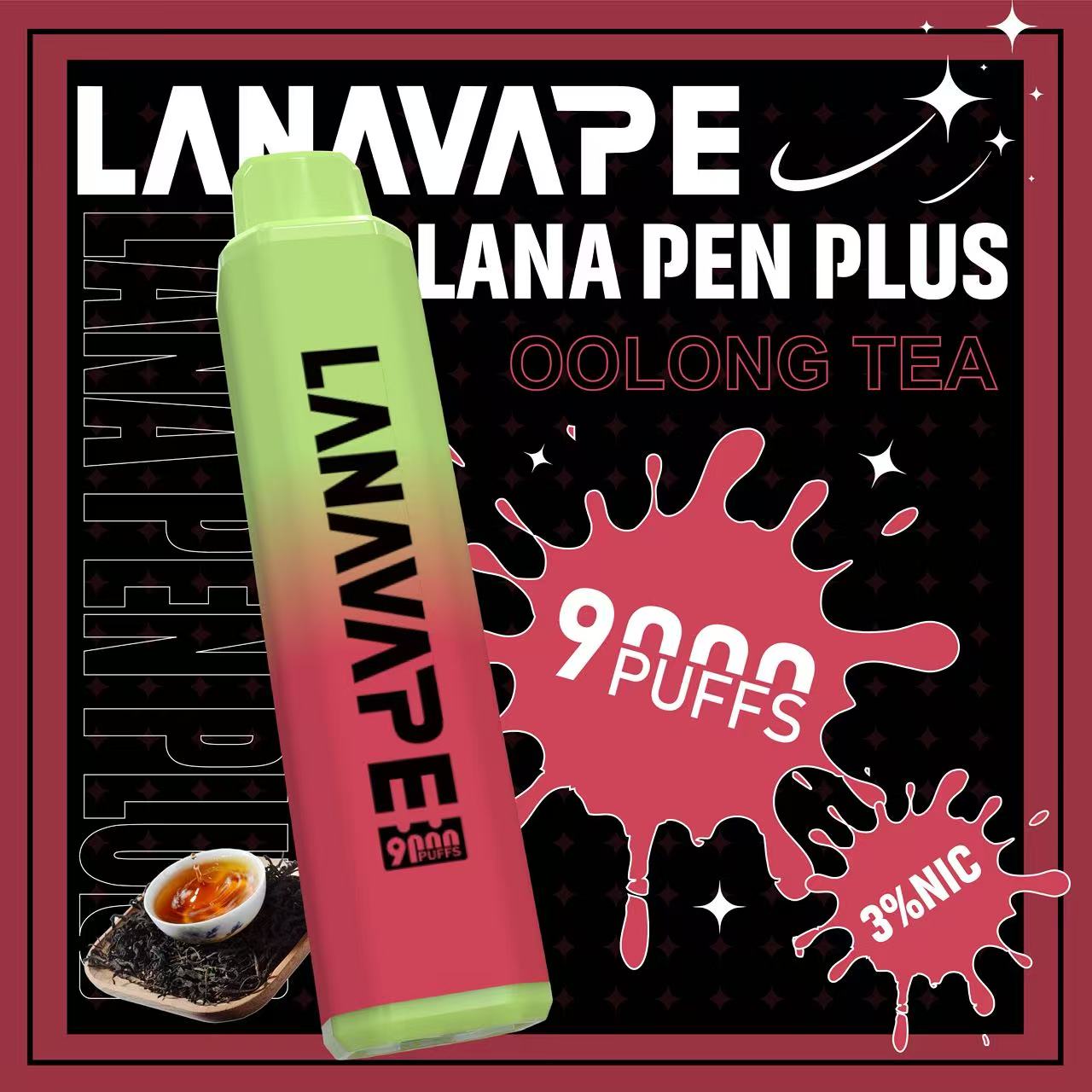 LANA Pen Plus 9000口發光一次性拋棄式電子煙烏龍茶口味開箱，小七電子煙現貨供應，還原炭焙冷萃茶韻搭配Mesh網芯與650mAh可充電式Type-C，無糖感去膩大口數潮流口糧指南