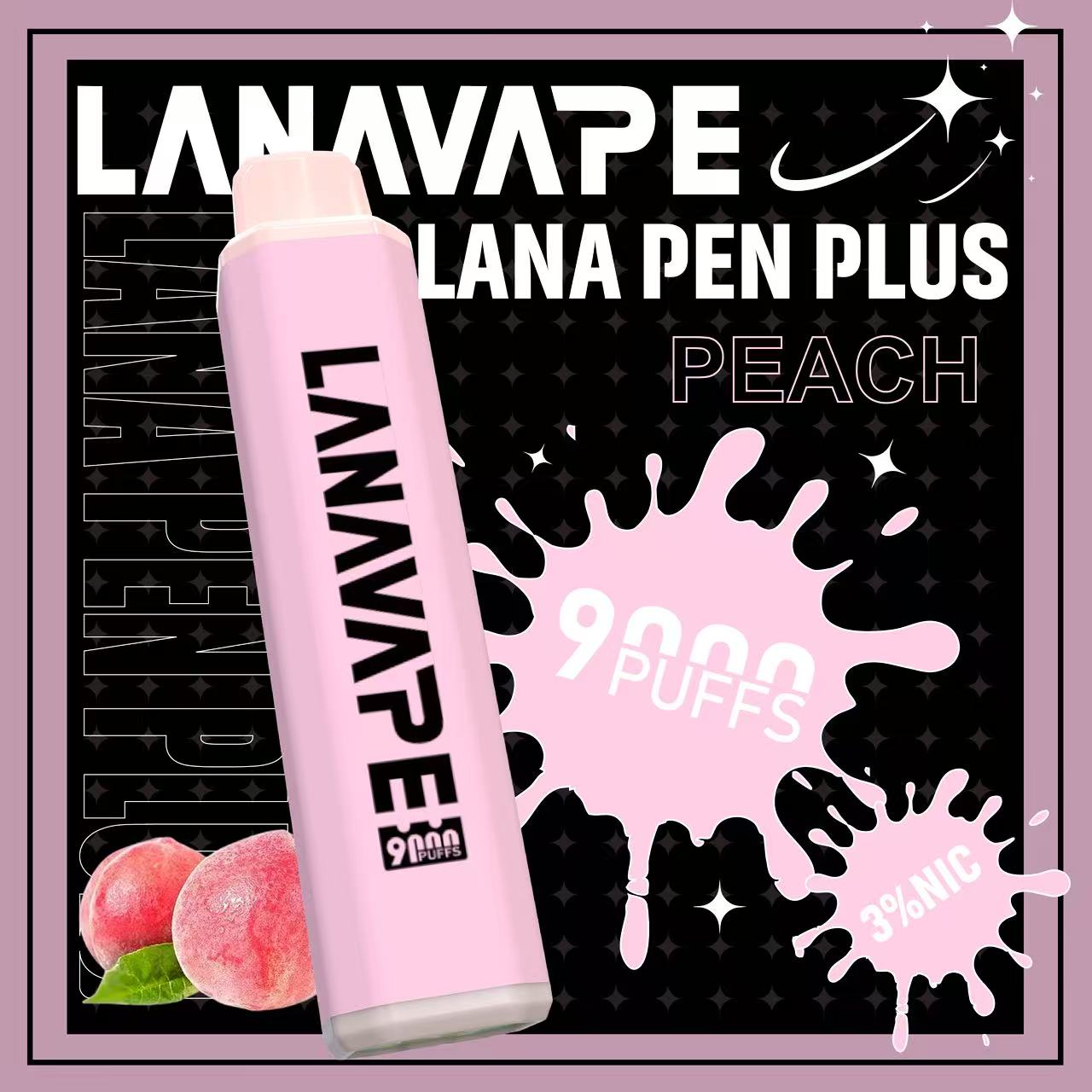 LANA Pen Plus 9000口發光一次性拋棄式電子煙水蜜桃口味開箱，小七電子煙現貨供應，還原初熟蜜桃爆汁感搭配Mesh網芯與650mAh可充電式Type-C，生津去膩大口數潮流口糧指南
